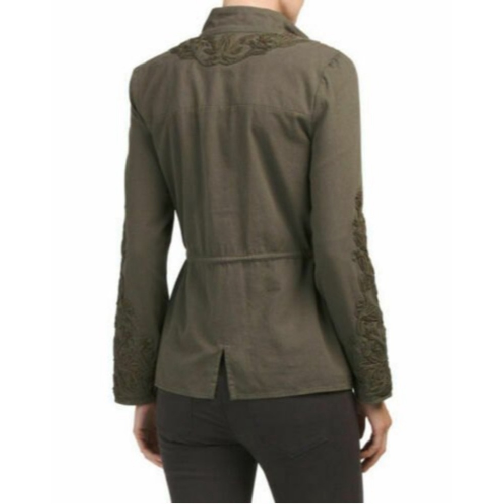 LOVE SAM Anthropologie Olive
Travis Cargo Beaded Embroidered
military Jacket - Picture 4 of 8